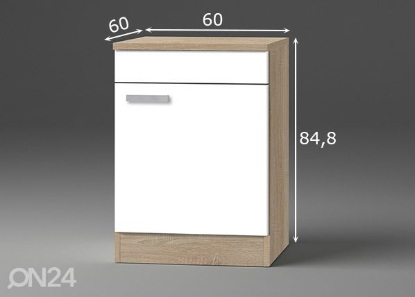 Keittiön alakaappi Zamora 60 cm mitat