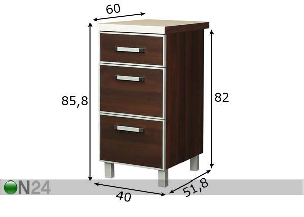 Keittiön alalaatikosto 40 cm mitat