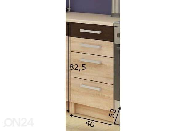 Keittiön alalaatikosto 40 cm mitat
