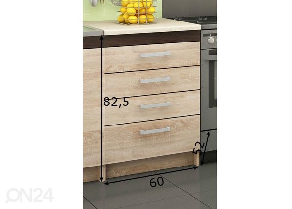 Keittiön alalaatikosto 60 cm mitat