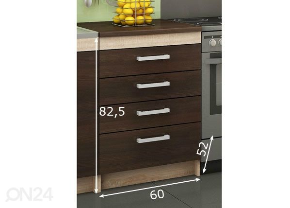 Keittiön alalaatikosto 60 cm mitat