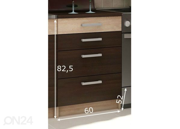 Keittiön alalaatikosto 60 cm mitat