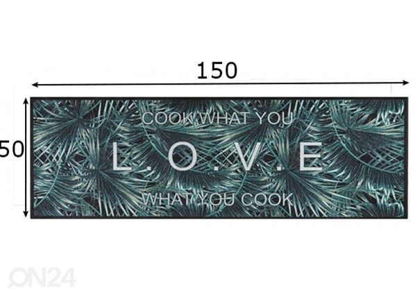 Keittiön matto Cook & Wash Love What You Cook mitat
