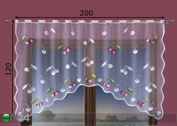 Keittiön verho KIRSIKKA 200x120 cm mitat