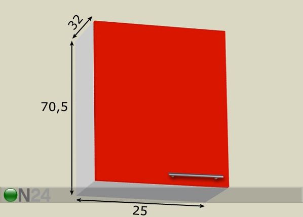 Keittiön yläkaappi 25 cm mitat