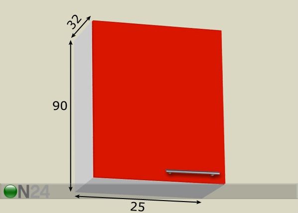 Keittiön yläkaappi 25 cm mitat