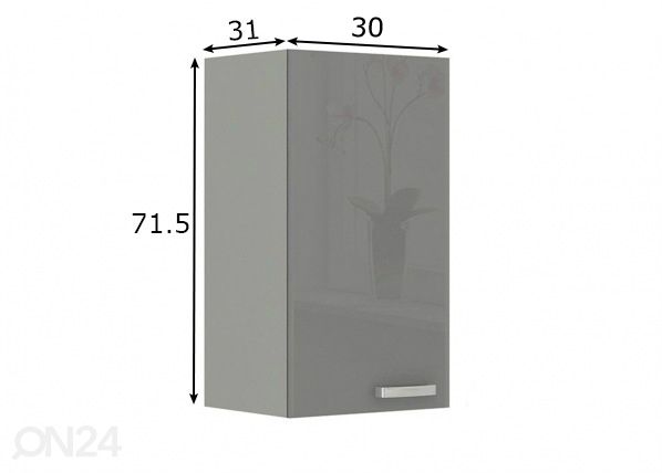 Keittiön yläkaappi 30 cm mitat