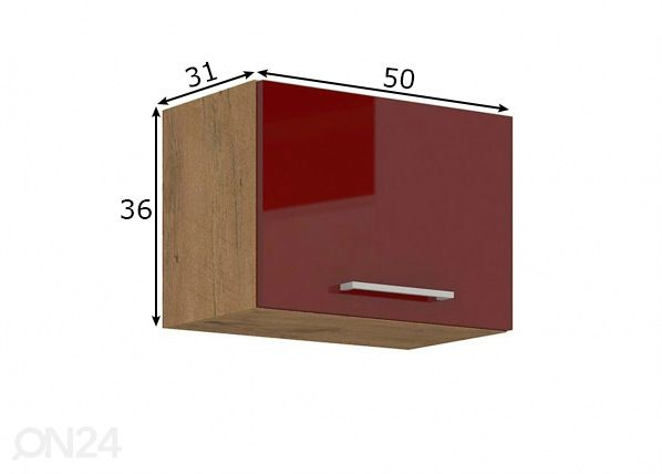 Keittiön yläkaappi 50 cm mitat