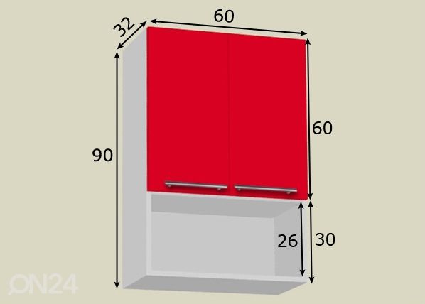 Keittiön yläkaappi 60 cm mitat