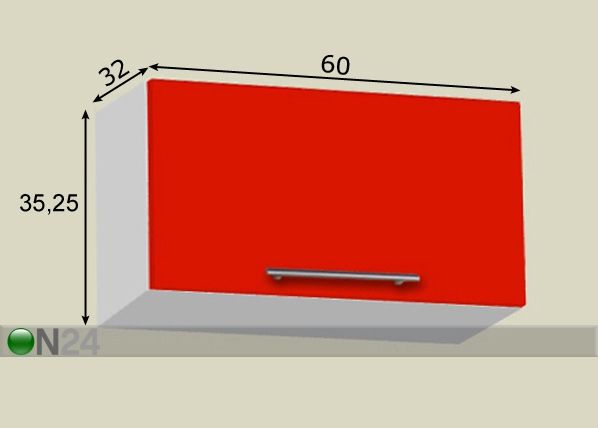 Keittiön yläkaappi 60 cm Aventos HKS -järjestelmällä 35 cm mitat