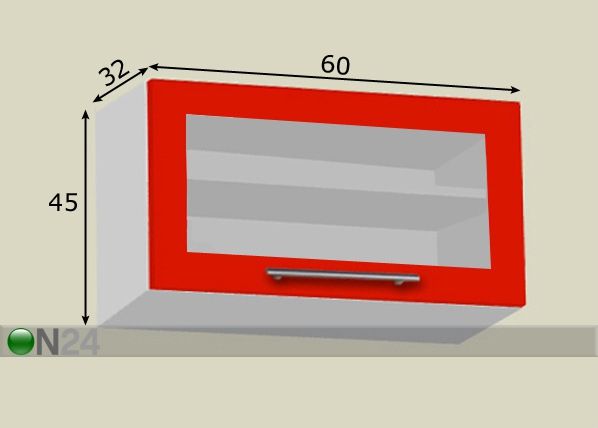Keittiön yläkaappi 60 cm Aventos HKS mekanismilla h45 cm mitat