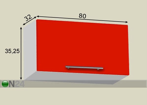 Keittiön yläkaappi 80 cm Aventos HKS -järjestelmällä 35 cm mitat
