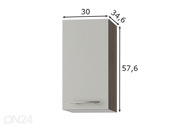 Keittiön yläkaappi Arta 30 cm mitat