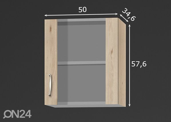 Keittiön yläkaappi Elba 50 cm mitat
