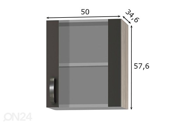 Keittiön yläkaappi Faro 50 cm mitat