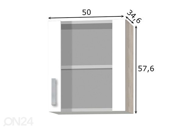 Keittiön yläkaappi Genf 50 cm mitat