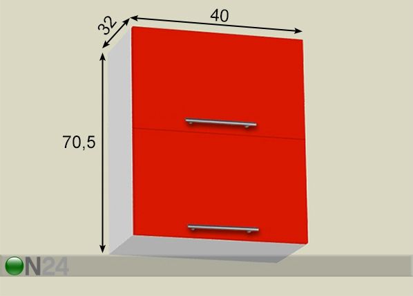 Keittiön yläkaappi h70,5 cm 40 cm mitat