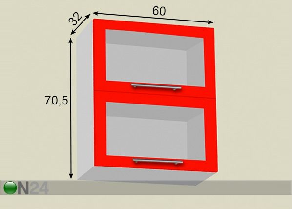 Keittiön yläkaappi h70,5 cm 60 cm mitat