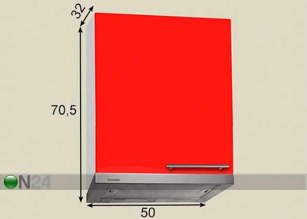 Keittiön yläkaappi liesituulettimelle 50 cm