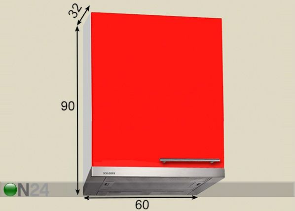 Keittiön yläkaappi liesituulettimelle 60 cm mitat
