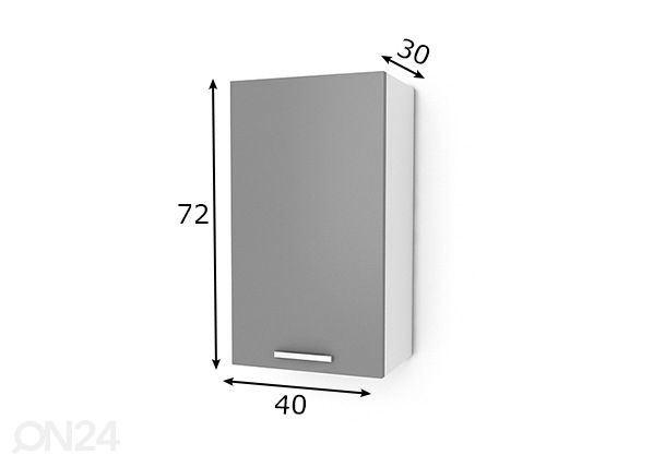 Keittiön yläkaappi Nantes 40 cm mitat