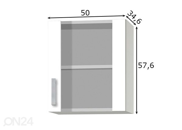 Keittiön yläkaappi Oslo 50 cm mitat