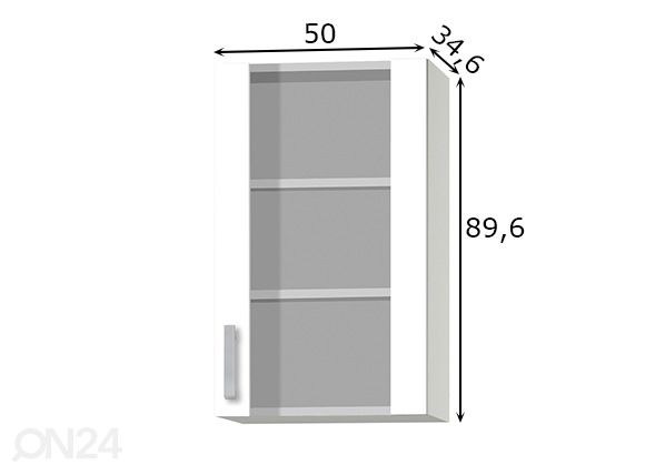 Keittiön yläkaappi Oslo 50 cm mitat