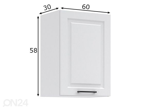 Keittiön yläkaappi runko 60 cm mitat