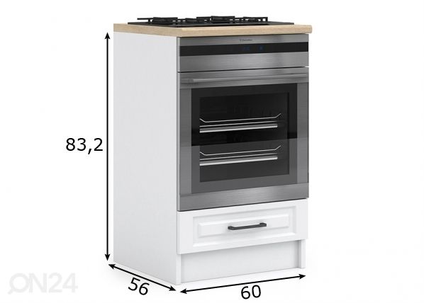 Keittiönkaappi integroitavalle uunille 60 cm mitat