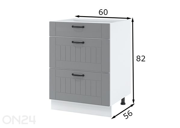 Keittiösarekkeen alakaappi, 60 cm mitat