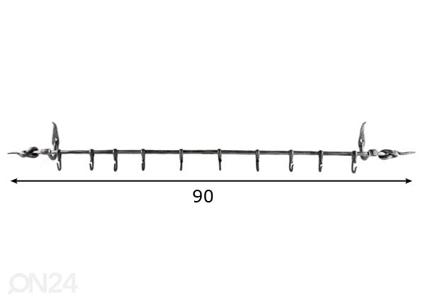 Keittiötanko, solmu 90 cm mitat