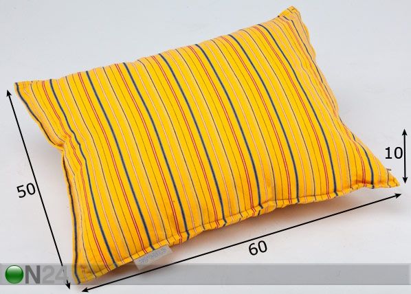 Keltaraitainen koristetyyny MUHU 50x60 cm mitat