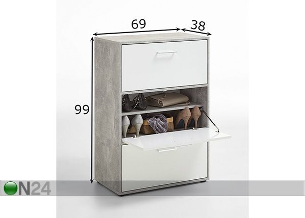 Kenkäkaappi ALMADA 1 mitat