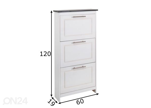 Kenkäkaappi Lucas 60 cm mitat