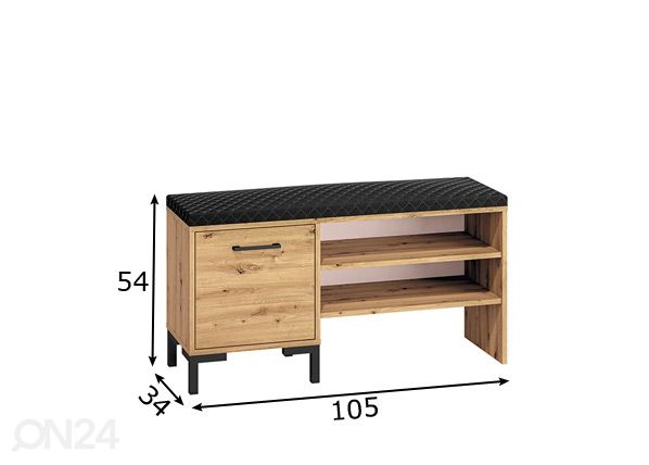 Kenkäkaappi / säilytyspenkki Porto 105 cm mitat