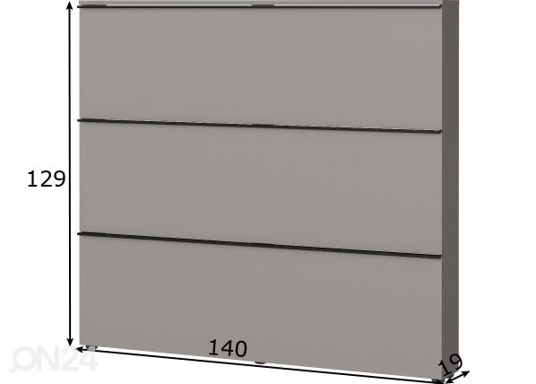 Kenkäkaappi Solino 140 cm mitat