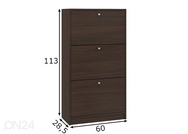 Kenkäkaappi Trio 101 mitat