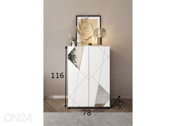 Kenkäkaappi Vittoria 78 cm, kiiltävä valkoinen/peilit mitat