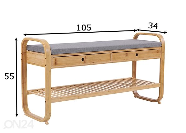 Kenkäteline / penkki, luonnonväri/ harmaa mitat