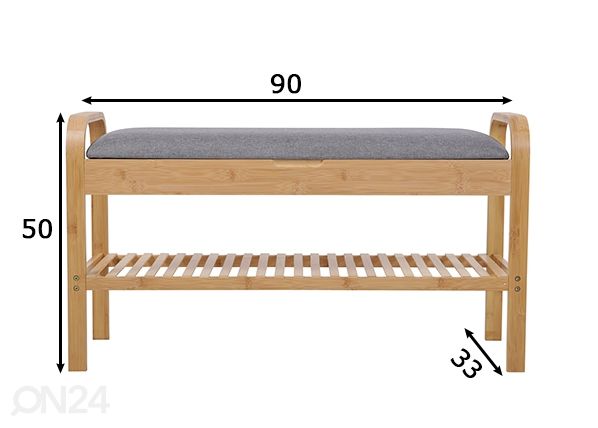 Kenkäteline / penkki, luonnonväri/ harmaa mitat