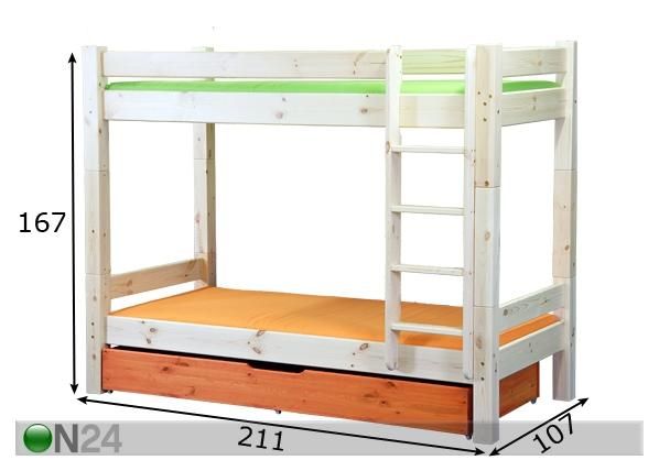 Kerrossänky FÖÖNIKS 90x200 cm+ vuodevaatelaatikko mitat