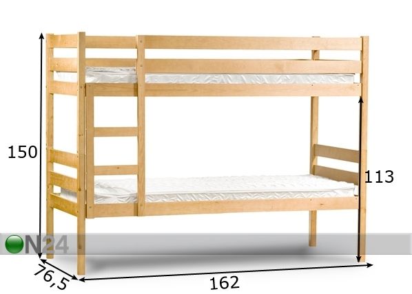 Kerrossänky, koivu 70x155 cm mitat