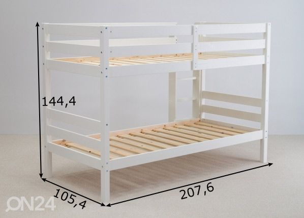 Kerrossänky massiivipuusta 90x200 cm mitat
