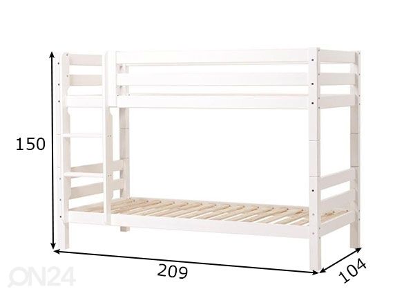 Kerrossänky massiivipuuta Premium 90x200 cm mitat