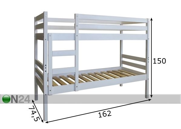 Kerrossänky SIENA MINI, koivu 70x155 cm mitat