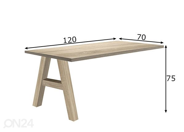 Kiinnitettävä työpöytä Mister Office A 120 cm mitat