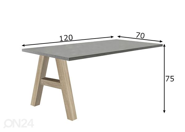 Kiinnitettävä työpöytä Mister Office A 120 cm mitat