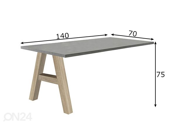 Kiinnitettävä työpöytä Mister Office A 140 cm mitat