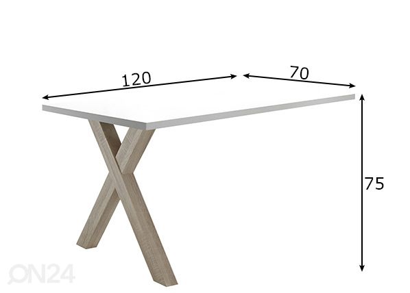 Kiinnitettävä työpöytä Mister Office X 120 cm mitat