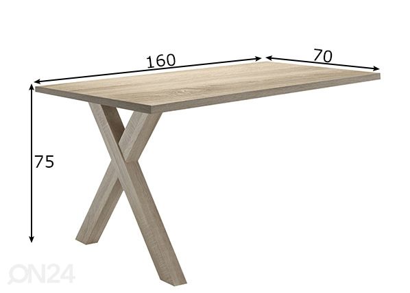 Kiinnitettävä työpöytä Mister Office X 160 cm mitat